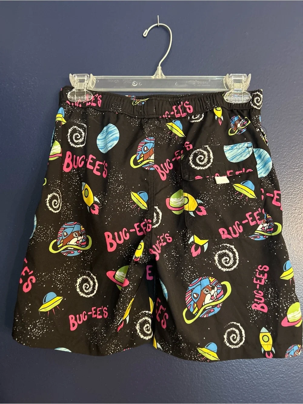 Buc-ee's Black Space-Print Kids Swim Trunks